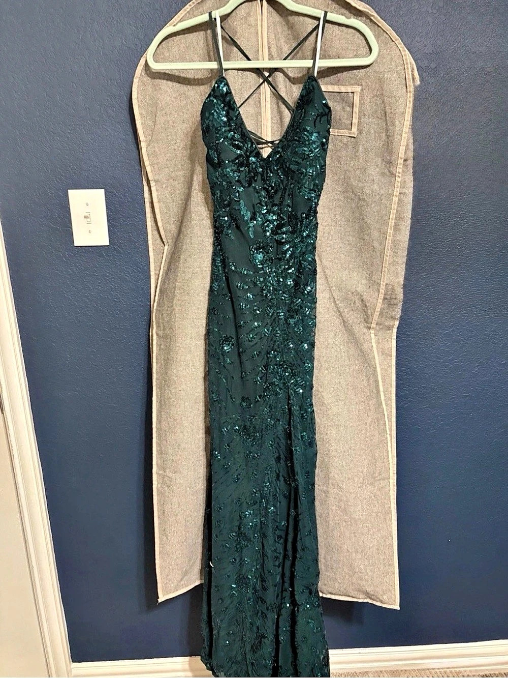 Lulus Fairbrook Sequin Long Dress Floral Maxi Green Small